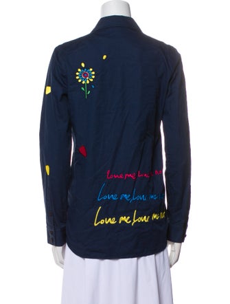 Mira Mikati Printed Long Sleeve Button-Up Top