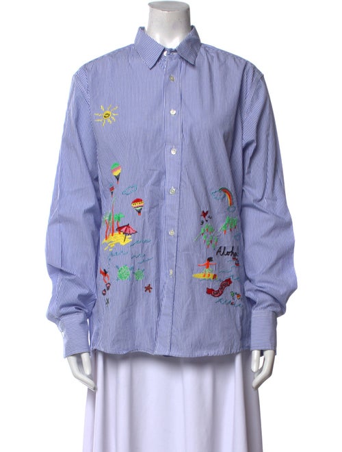 Mira Mikati Striped Long Sleeve Button-Up Top