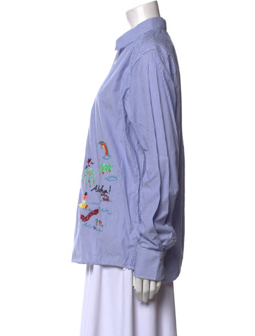 Mira Mikati Striped Long Sleeve Button-Up Top