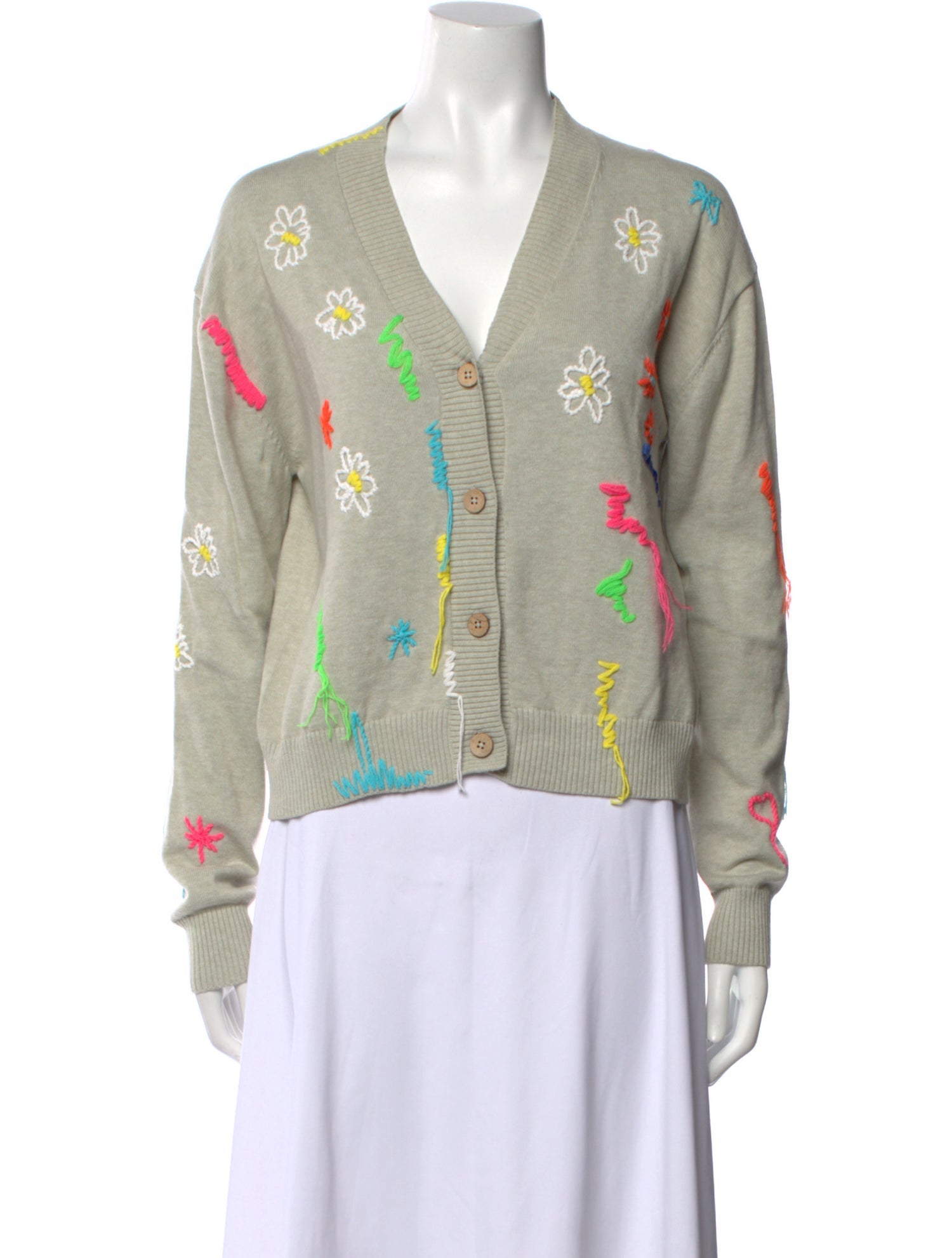 Mira Mikati Printed V-Neck Sweater