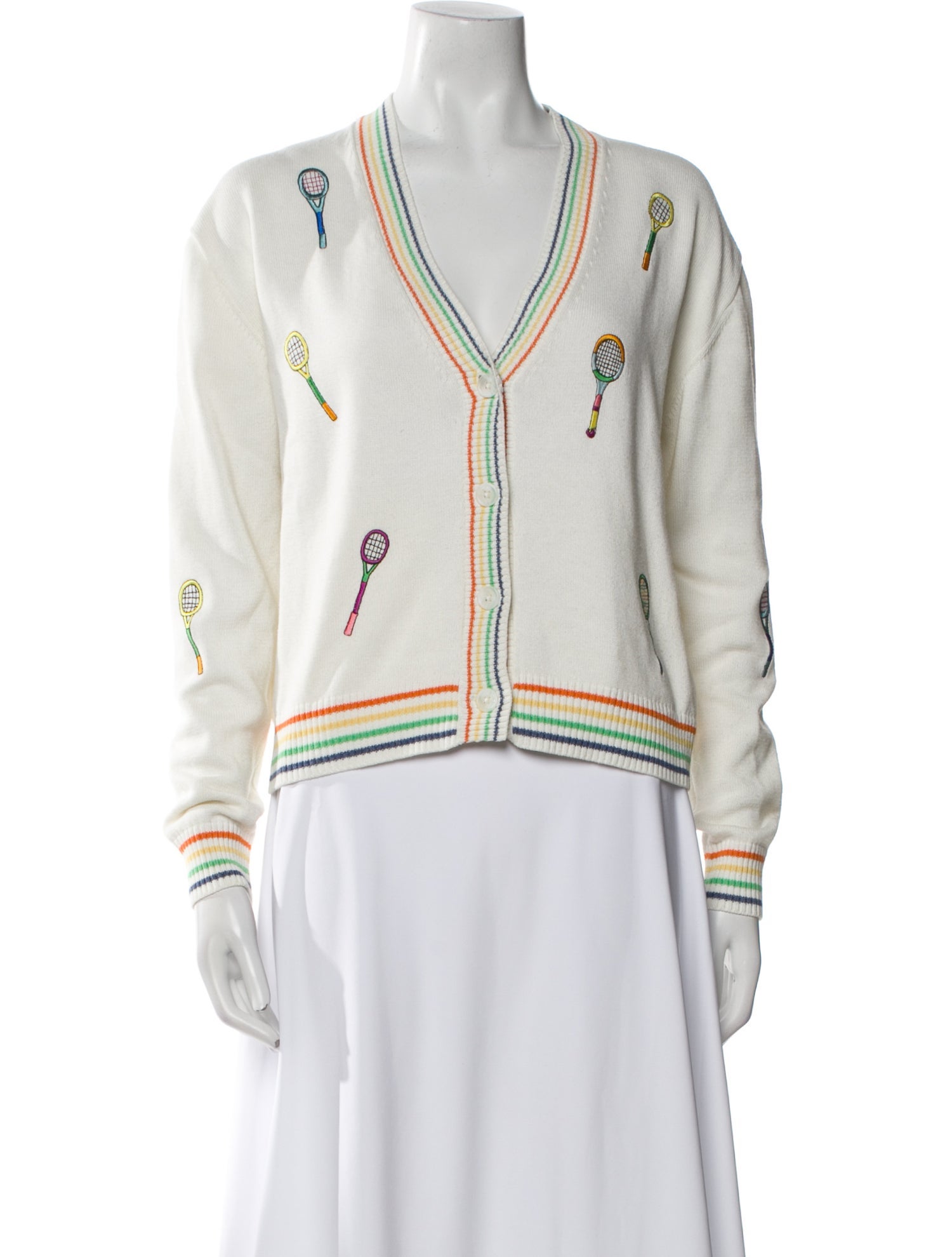 Mira Mikati Striped V-Neck Sweater