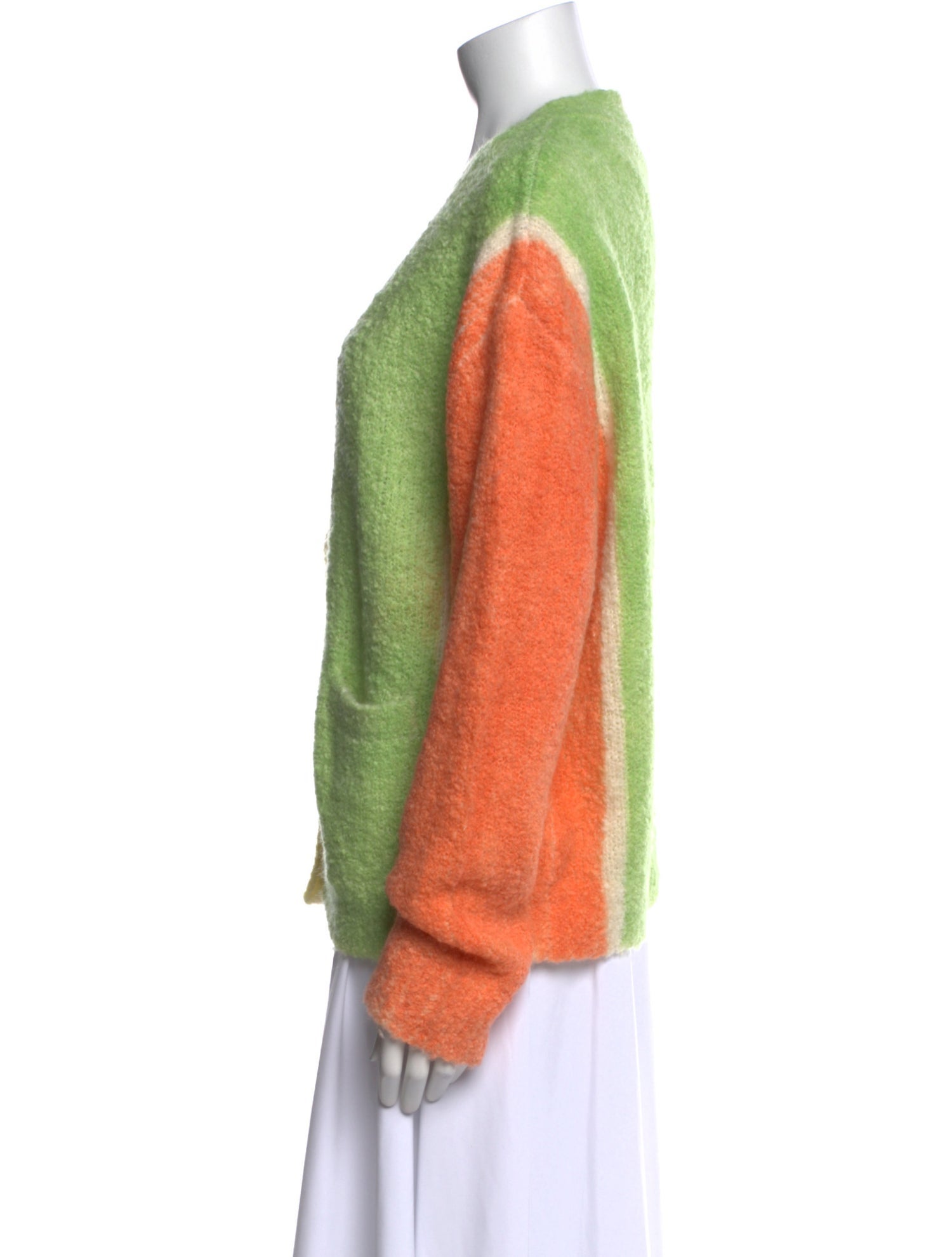 Mira Mikati Colorblock Pattern V-Neck Sweater