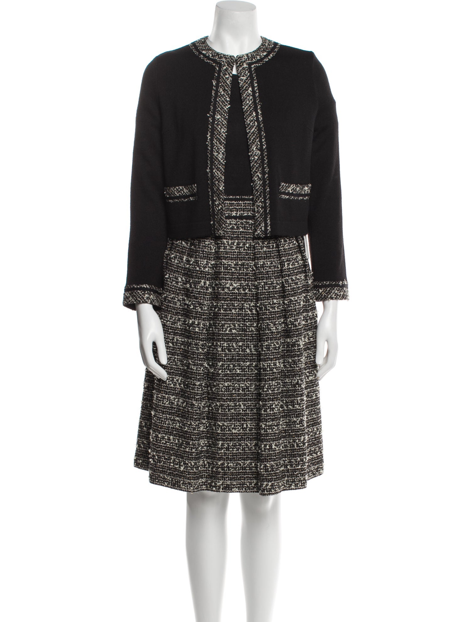 Mackintosh Tweed Pattern Fringe Trim Accent Dress Set