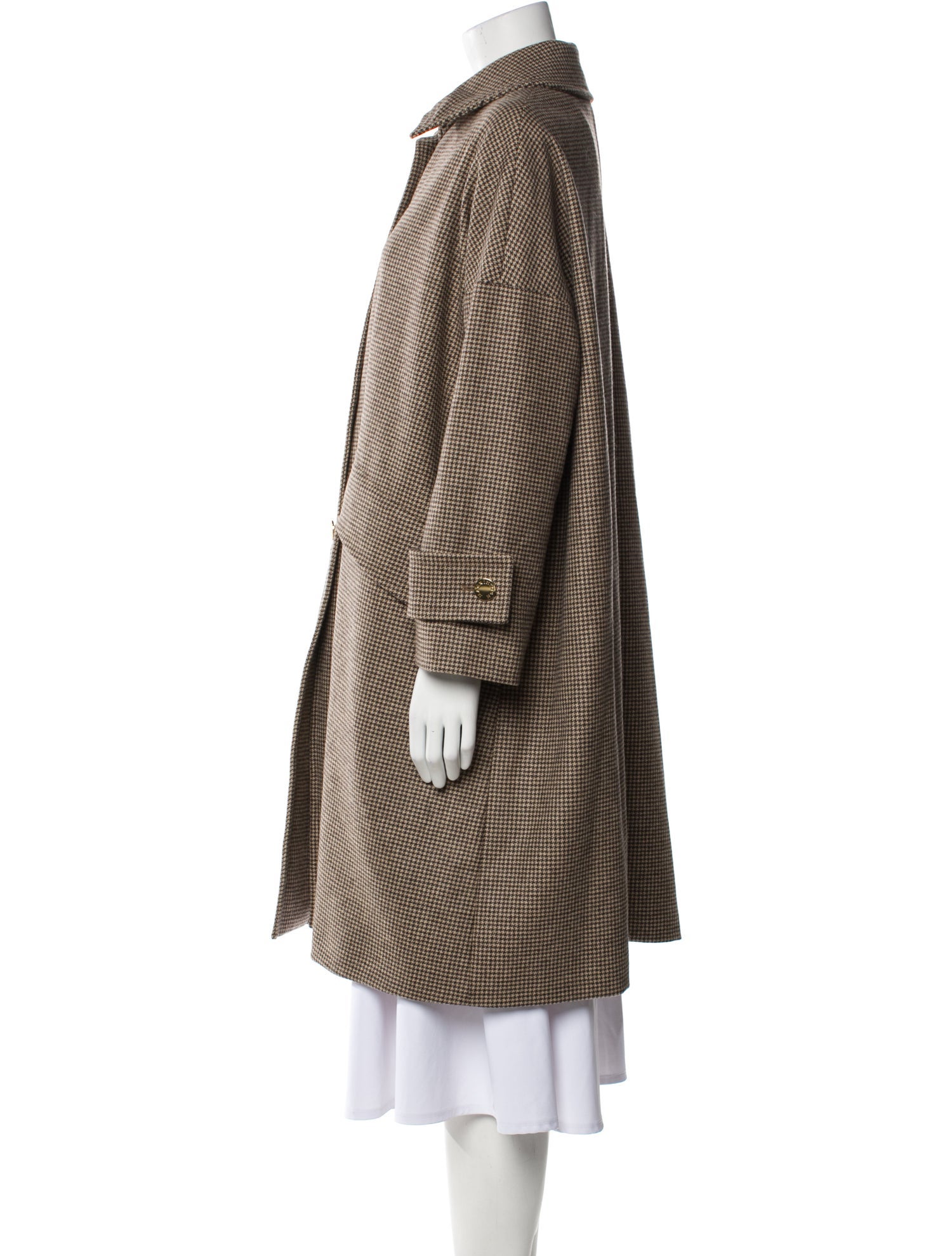 Mackintosh Wool Houndstooth Print Coat