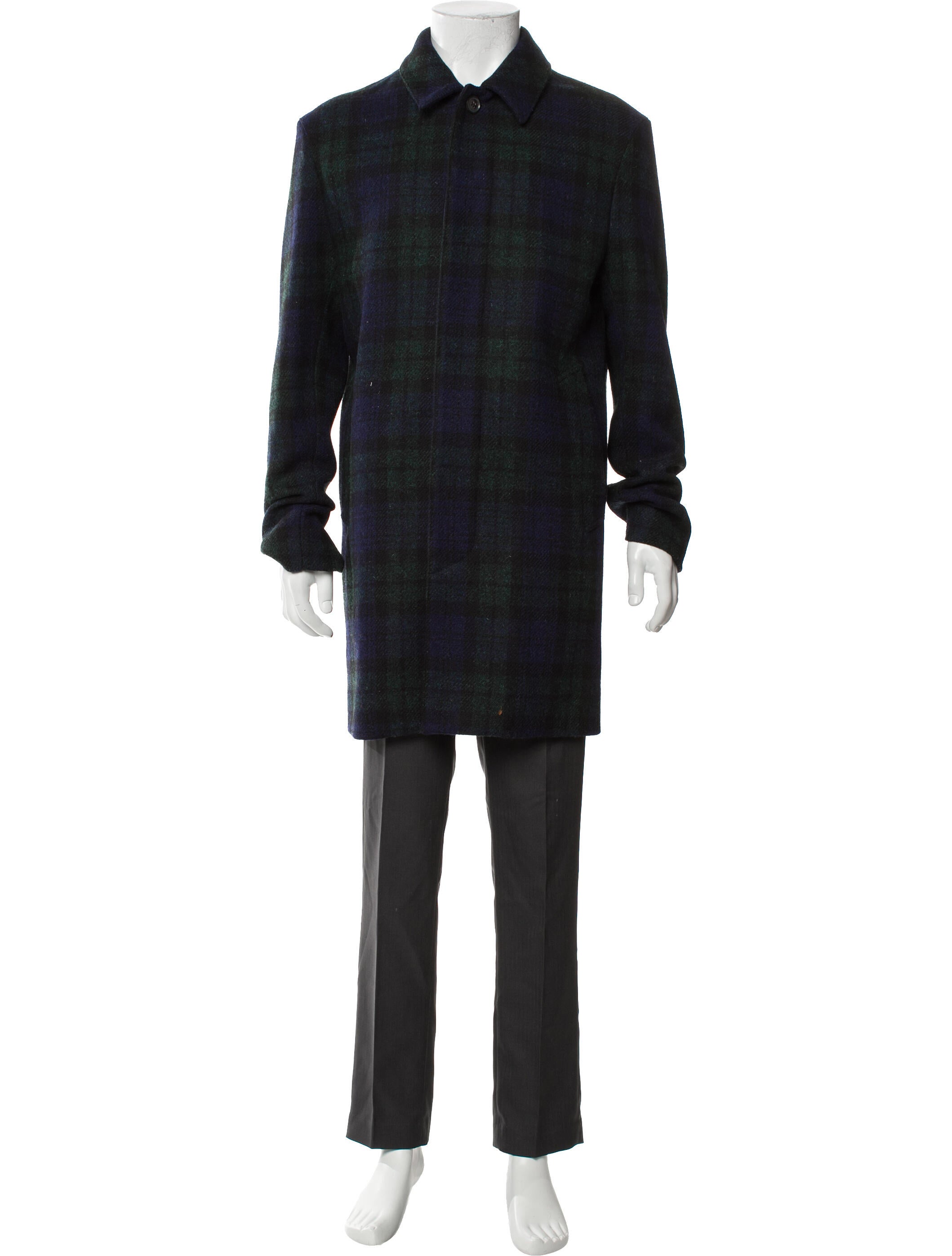 Mackintosh Wool Plaid Print Overcoat