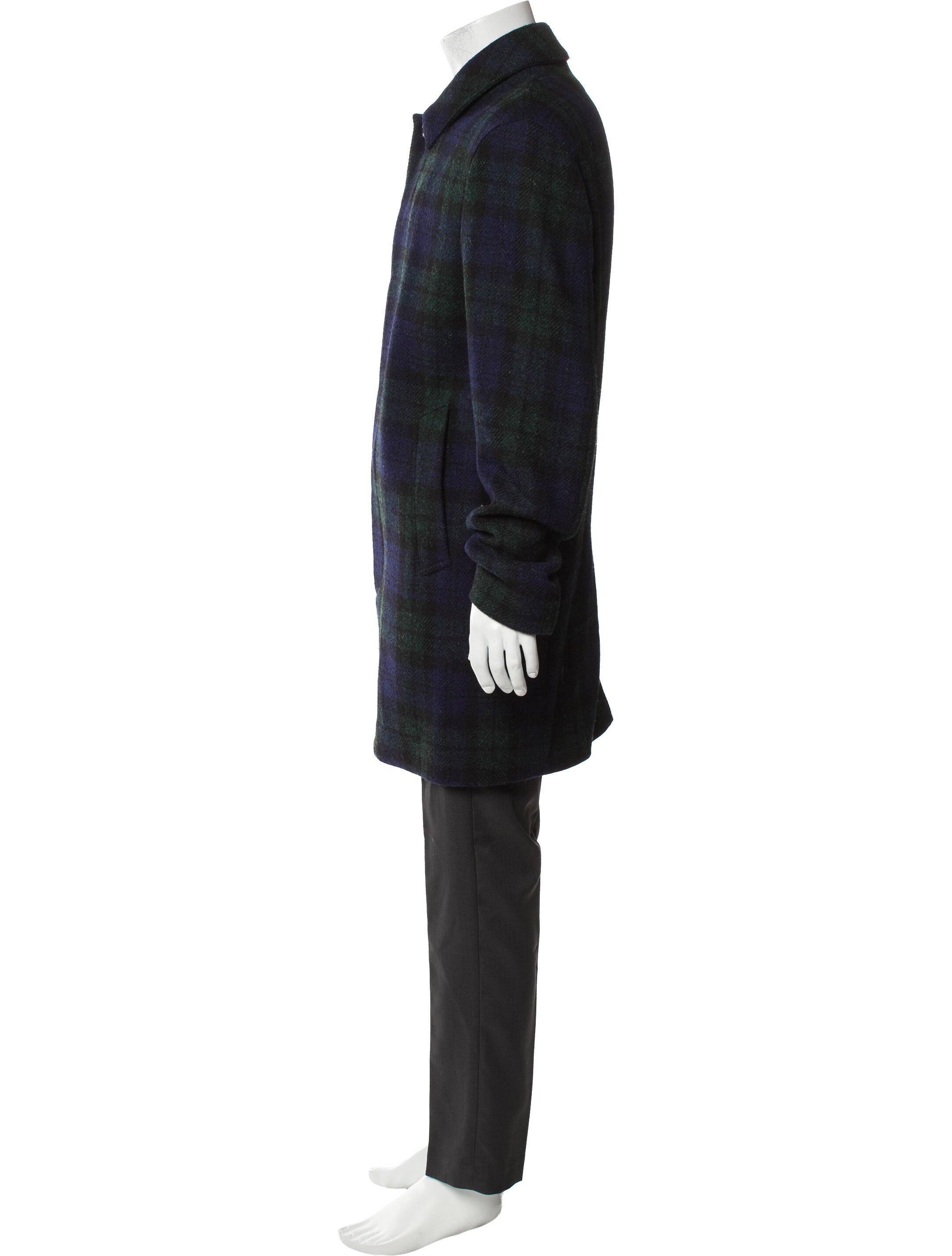 Mackintosh Wool Plaid Print Overcoat