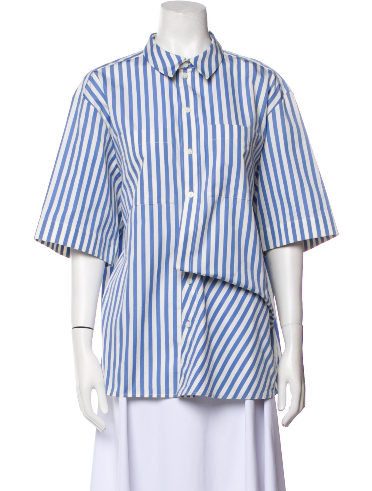 Maison Rabih Kayrouz Striped Short Sleeve Button-Up Top