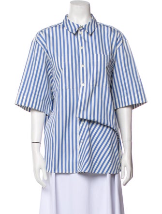 Maison Rabih Kayrouz Striped Short Sleeve Button-Up Top