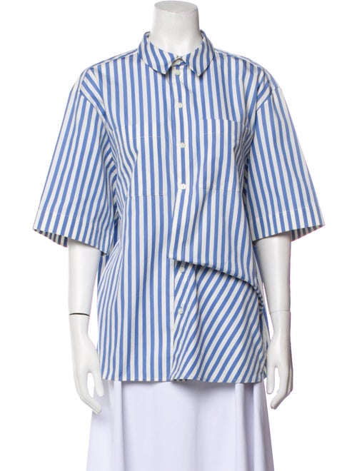Maison Rabih Kayrouz Striped Short Sleeve Button-Up Top