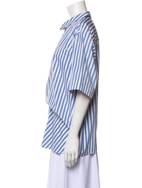 Maison Rabih Kayrouz Striped Short Sleeve Button-Up Top