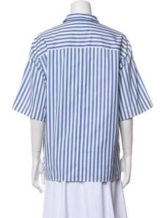 Maison Rabih Kayrouz Striped Short Sleeve Button-Up Top