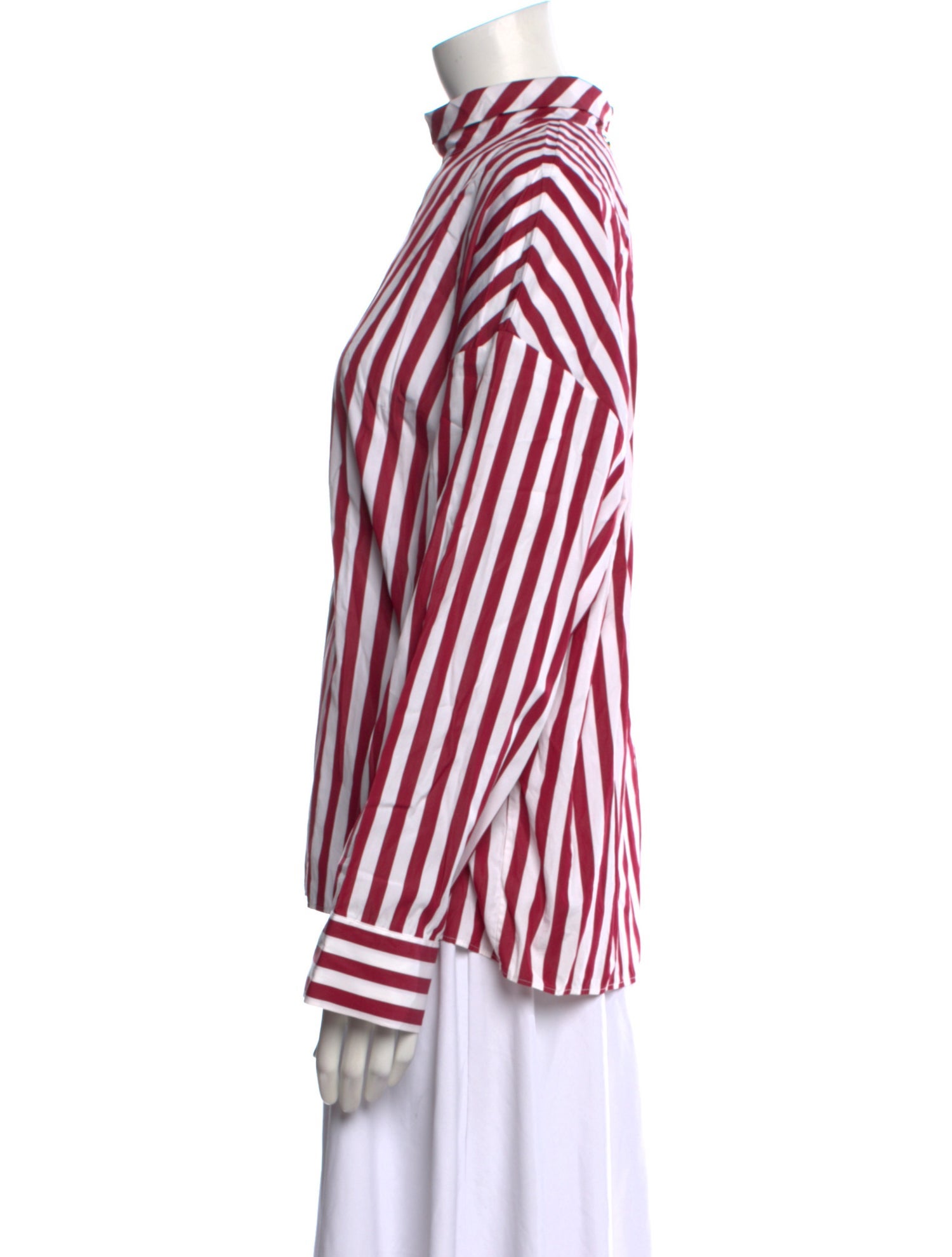 Maison Rabih Kayrouz Striped Mock Neck Blouse