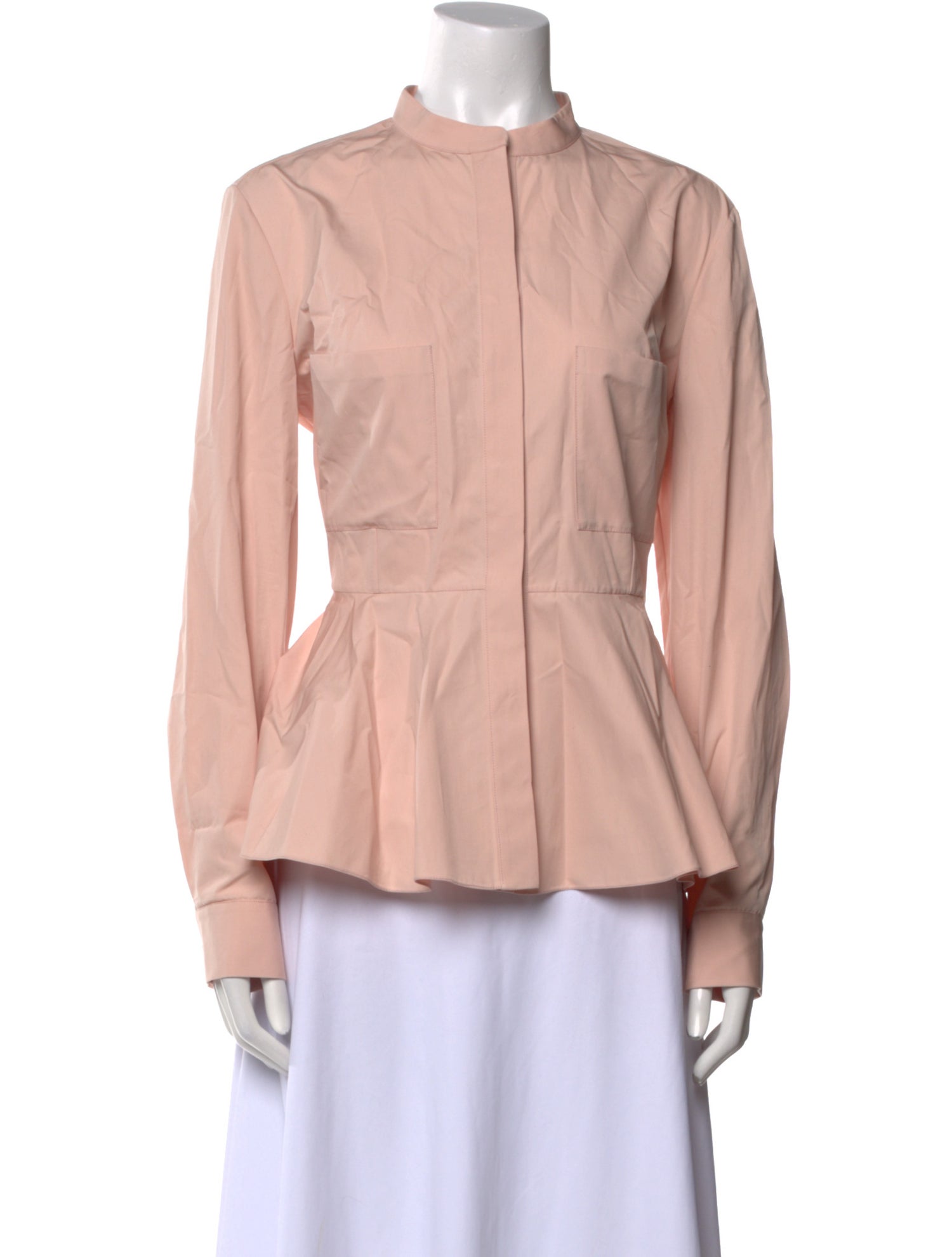 Maison Rabih Kayrouz Mock Neck Long Sleeve Button-Up Top