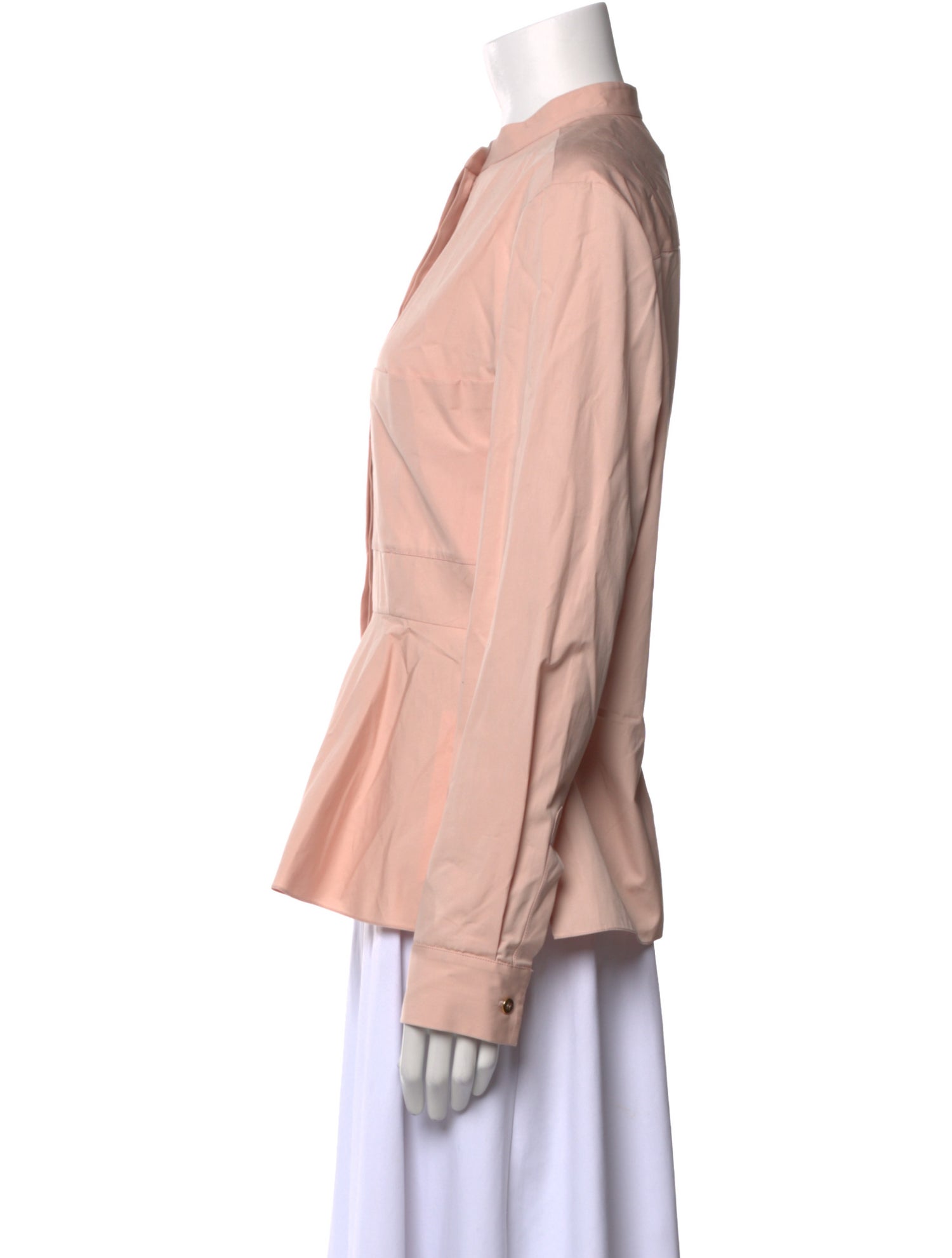 Maison Rabih Kayrouz Mock Neck Long Sleeve Button-Up Top