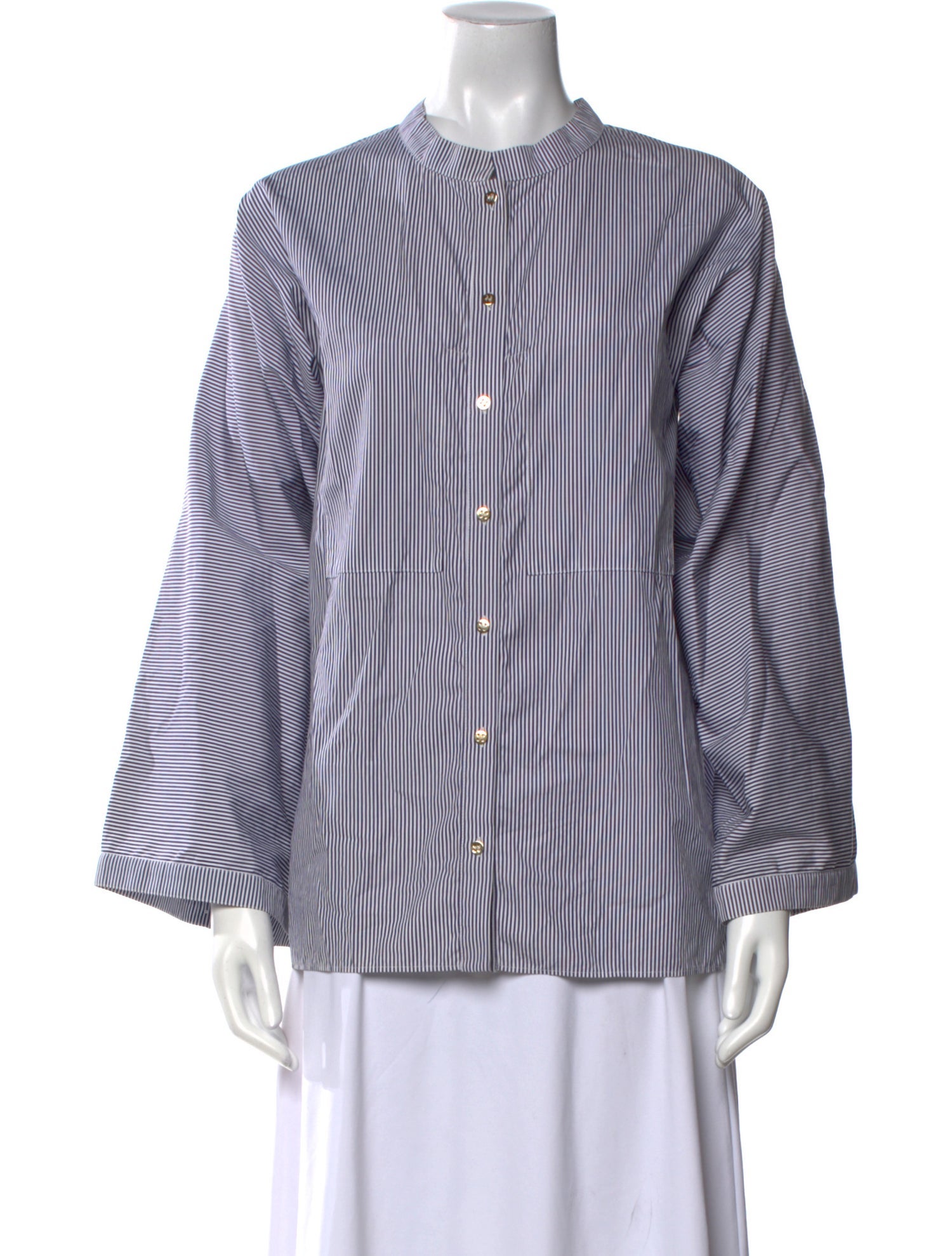 Maison Rabih Kayrouz Striped Crew Neck Button-Up Top