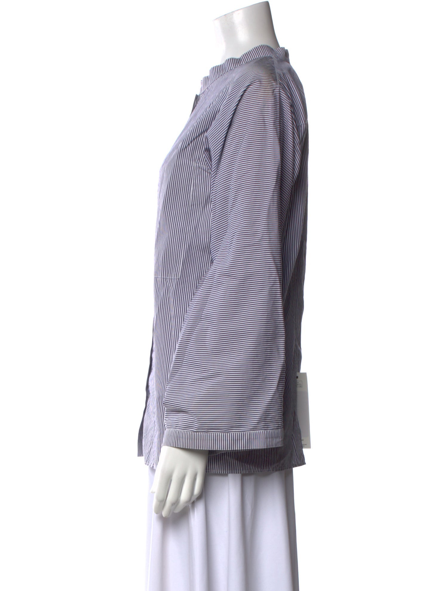 Maison Rabih Kayrouz Striped Crew Neck Button-Up Top