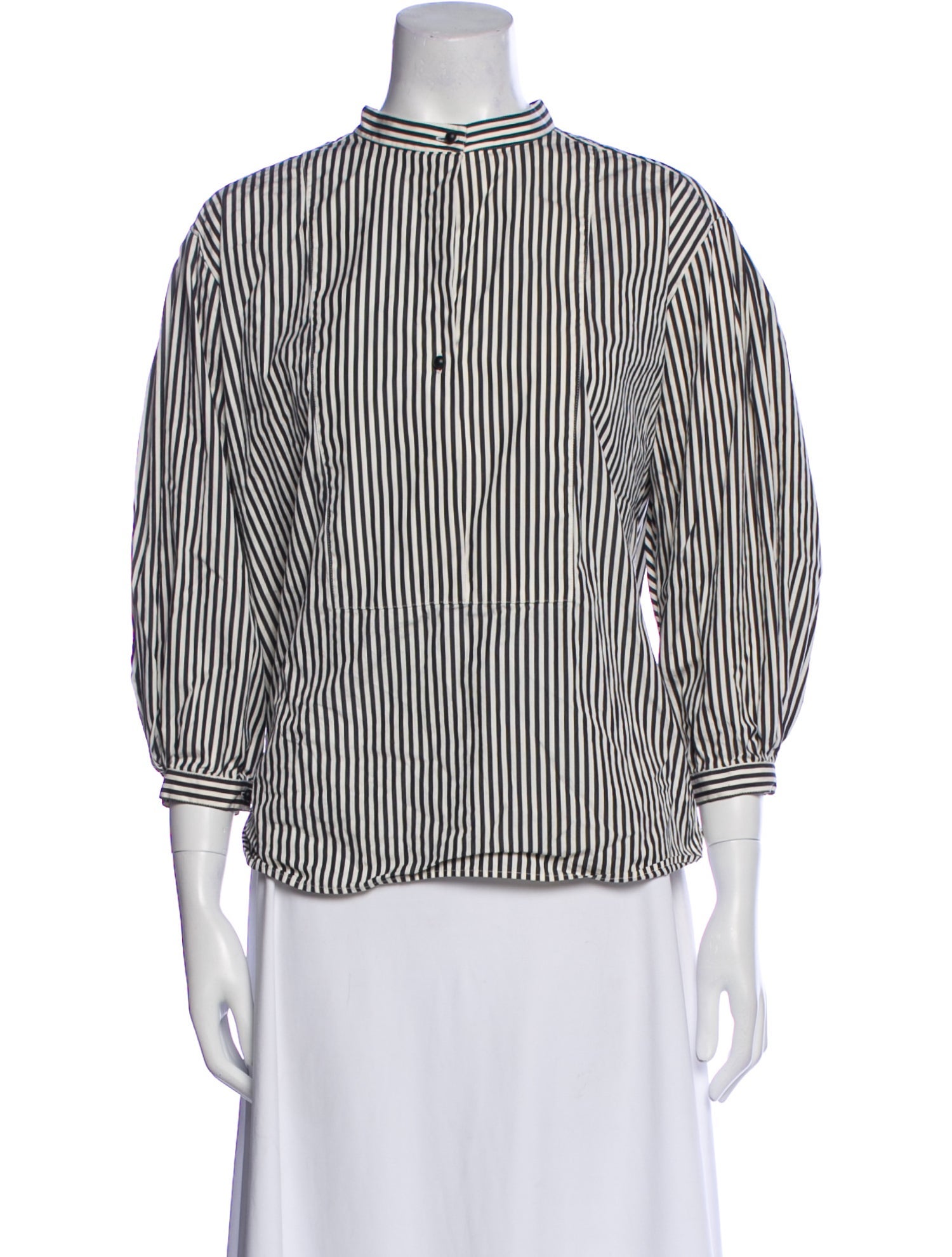 Maison Rabih Kayrouz Striped Mock Neck Blouse