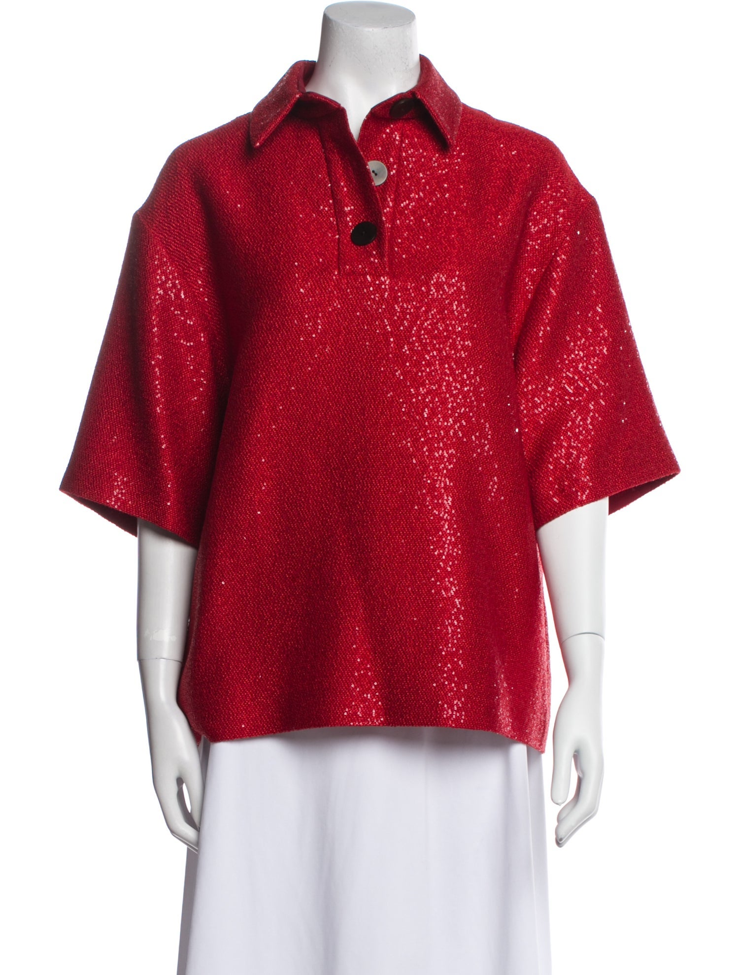 Maison Rabih Kayrouz Short Sleeve Button-Up Top w/ Tags