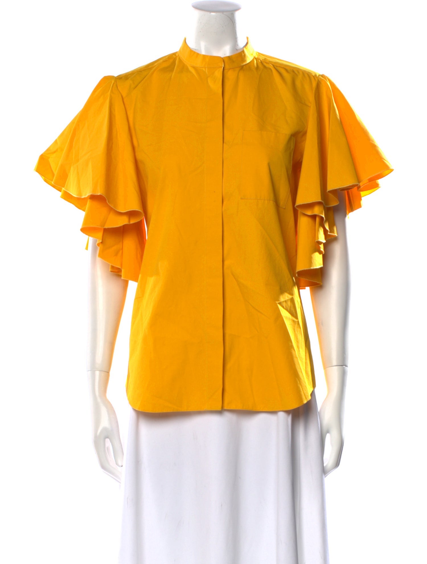 Maison Rabih Kayrouz Mock Neck Short Sleeve Button-Up Top