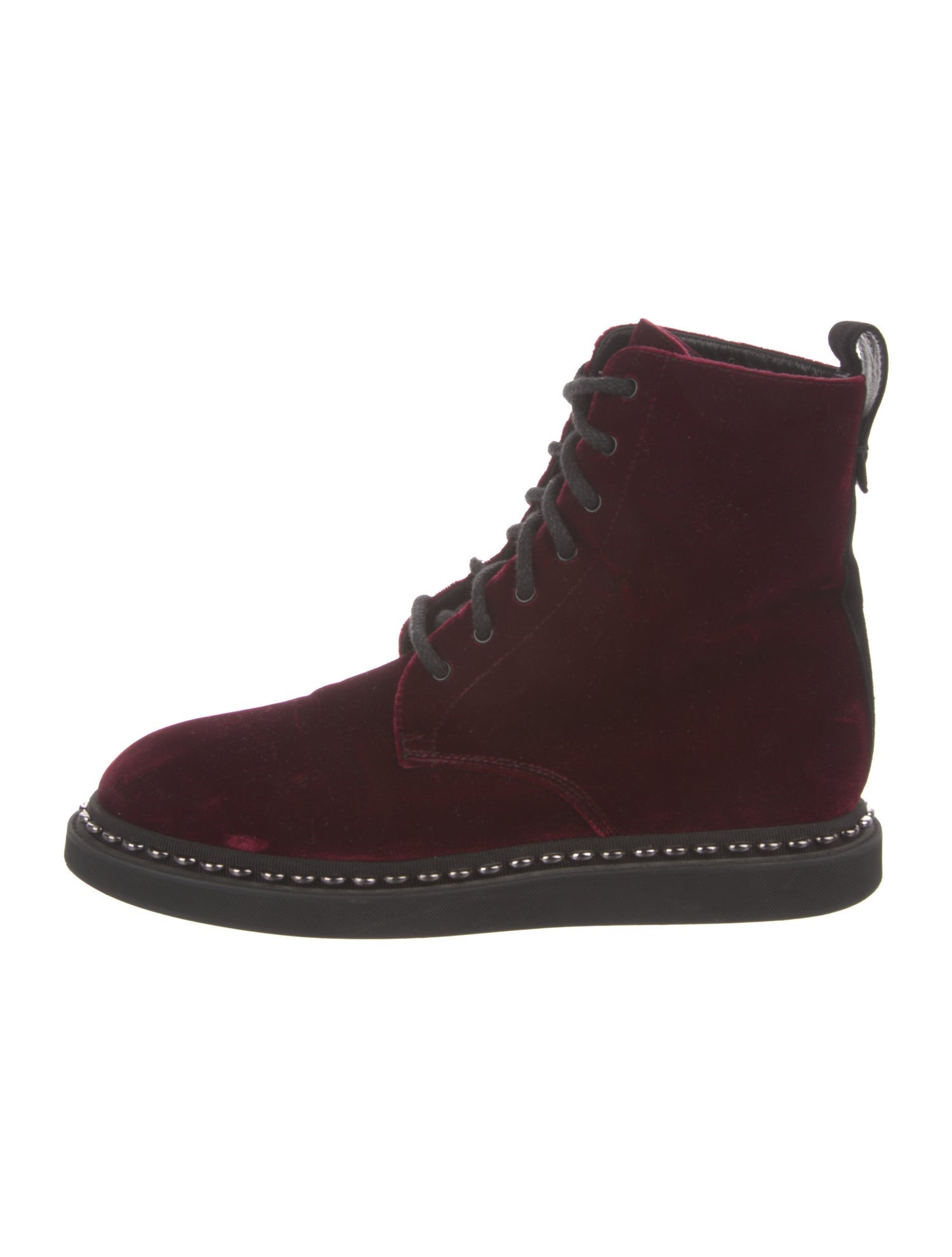 Marie Laffont Velvet Studded Accents Combat Boots