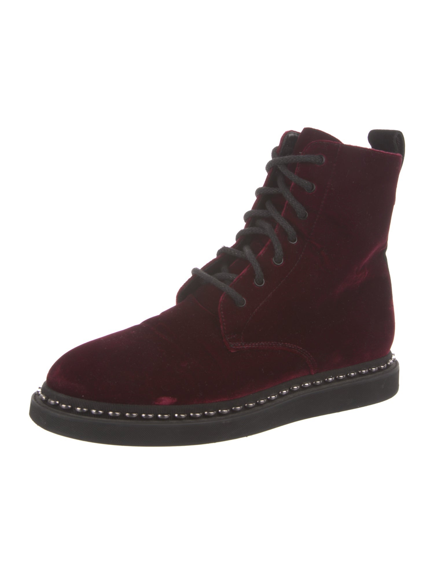 Marie Laffont Velvet Studded Accents Combat Boots