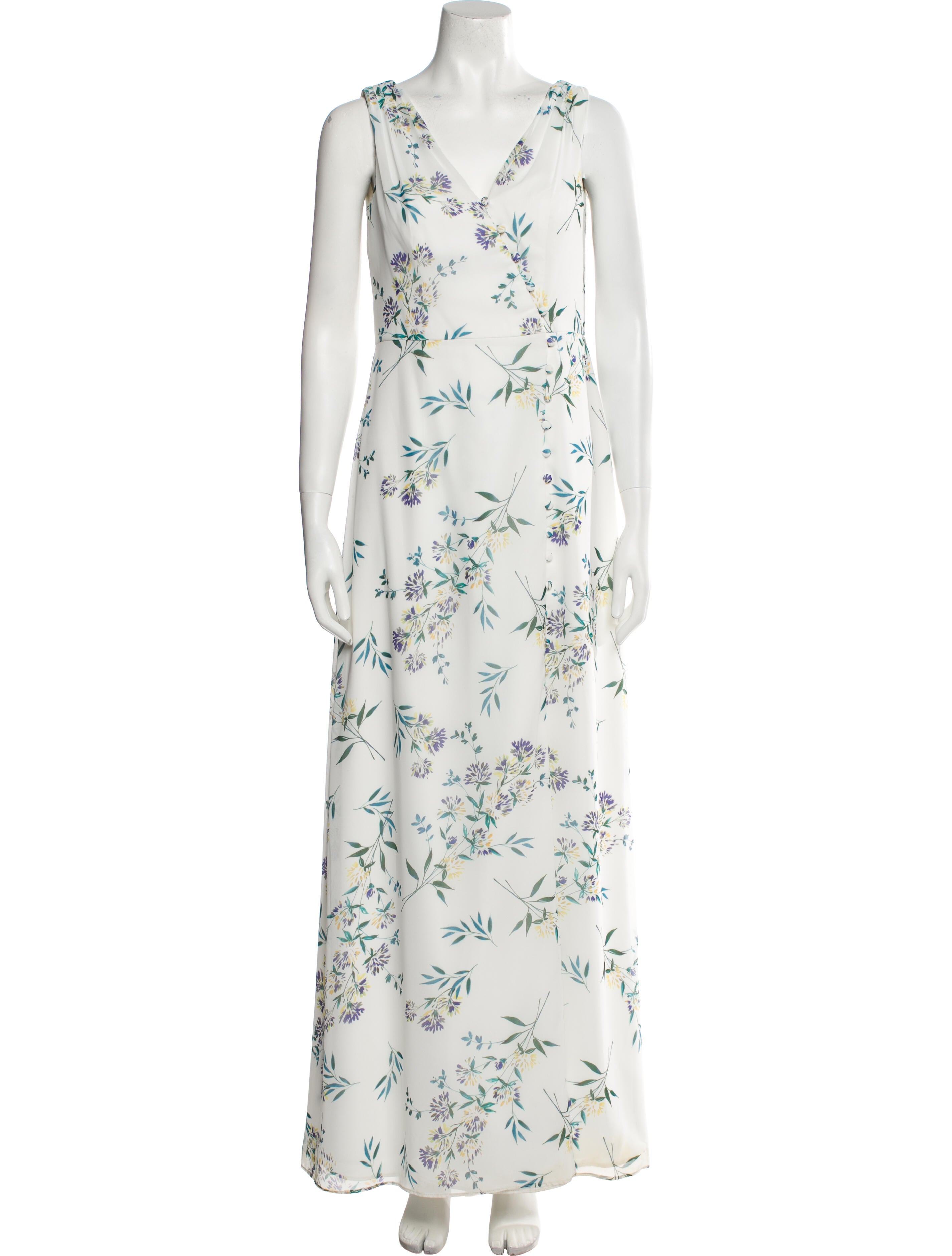 Monique Lhuillier Bridesmaids Floral Print Long Dress