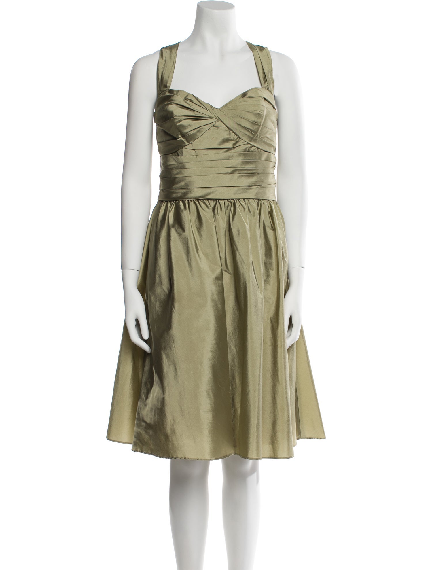 Monique Lhuillier Bridesmaids Square Neckline Midi Length Dress