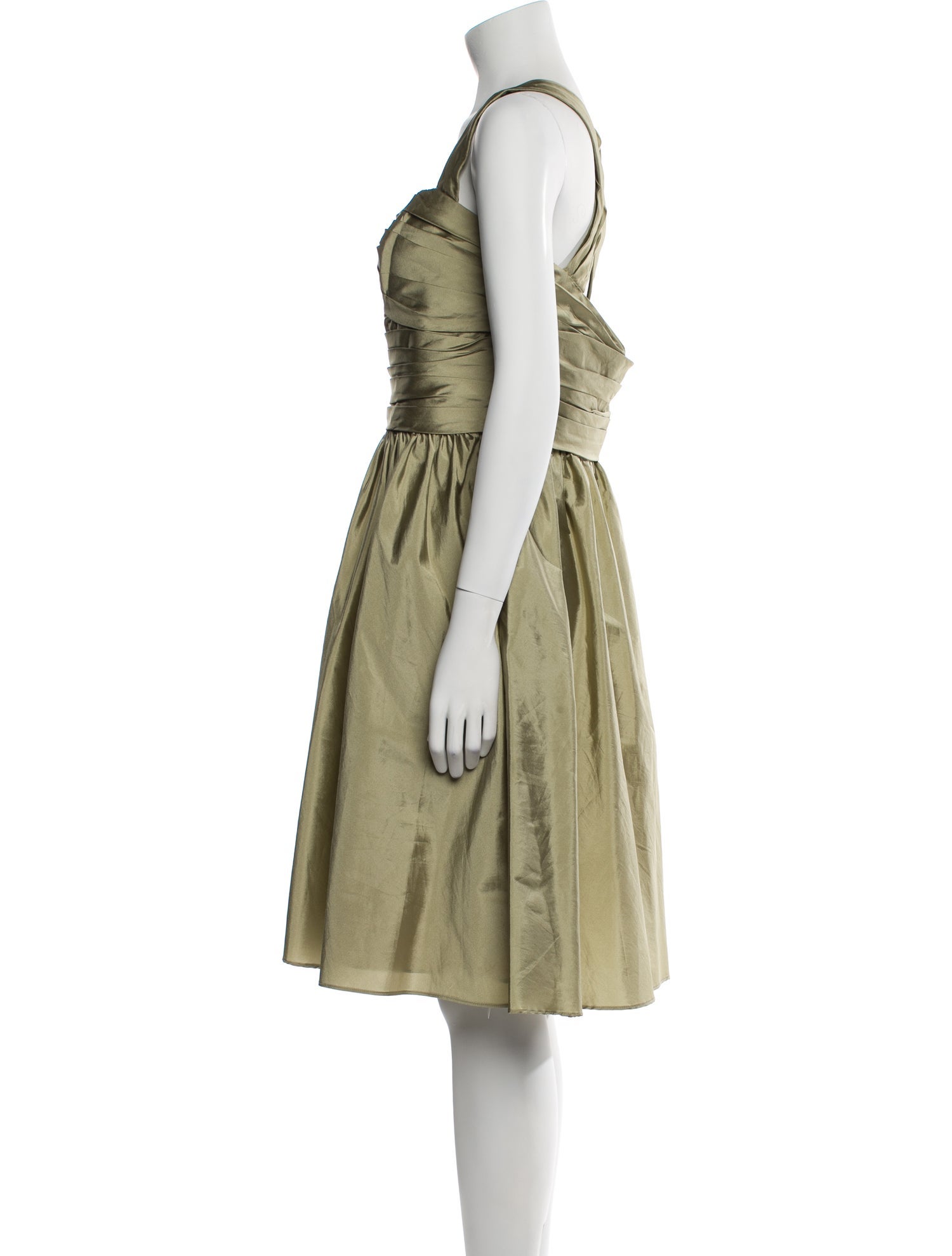 Monique Lhuillier Bridesmaids Square Neckline Midi Length Dress