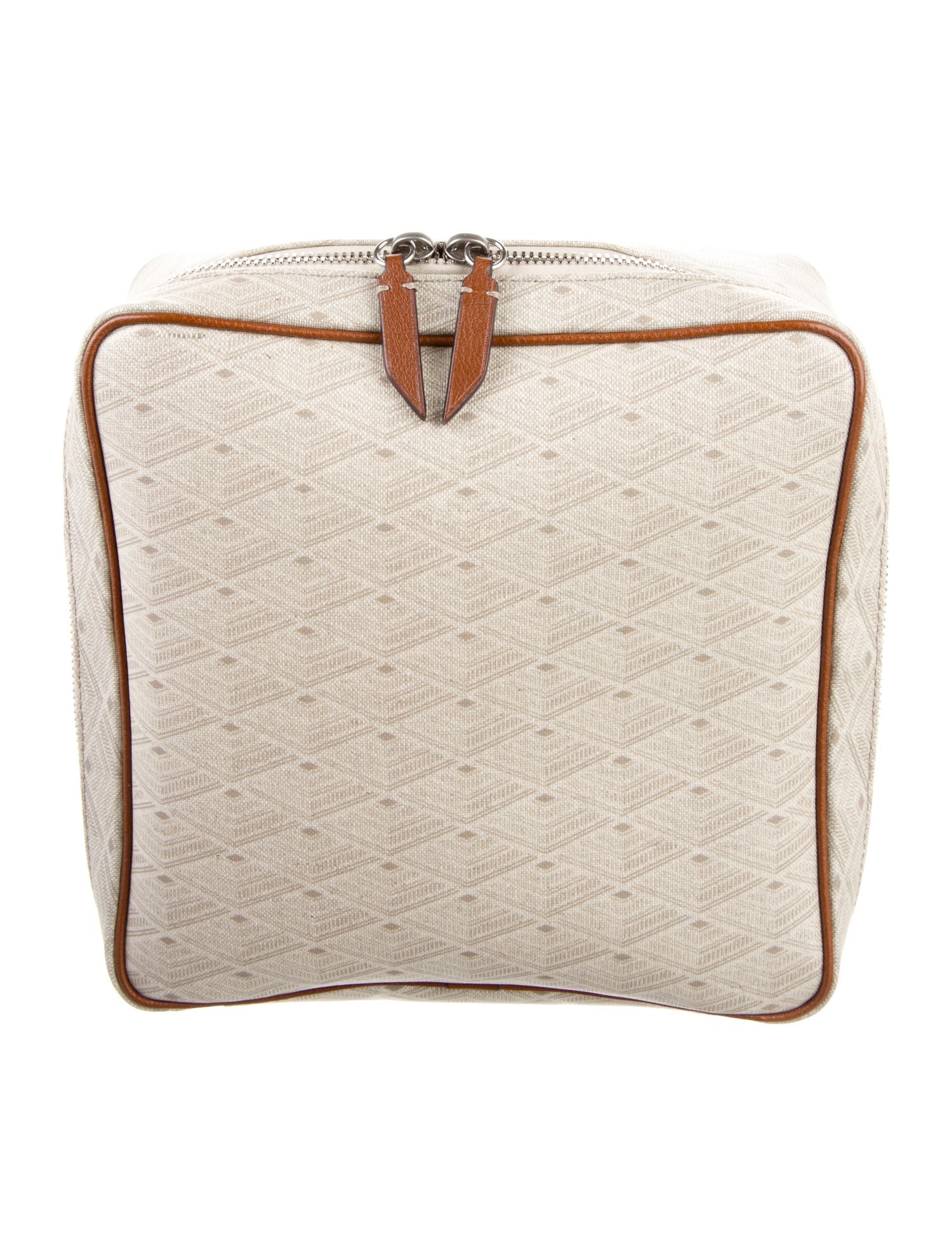 Métier Neutral Color Cosmetic Bag w/ Leather Trim At Accent