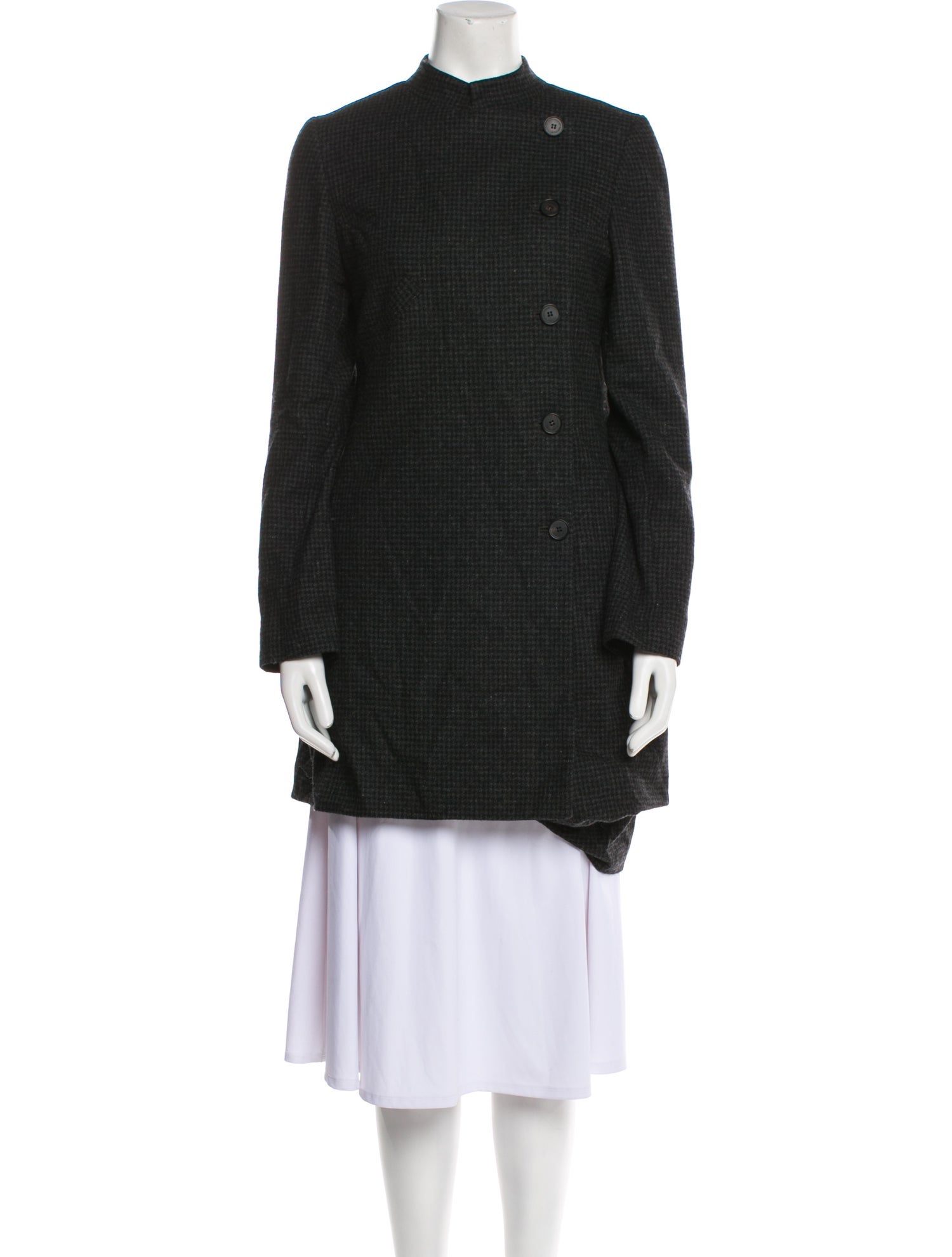 Morgane Le Fay Wool Plaid Print Coat