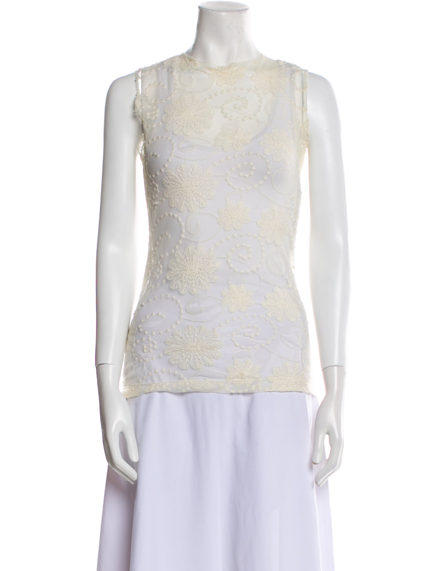 Morgane Le Fay Lace Pattern Crew Neck Top