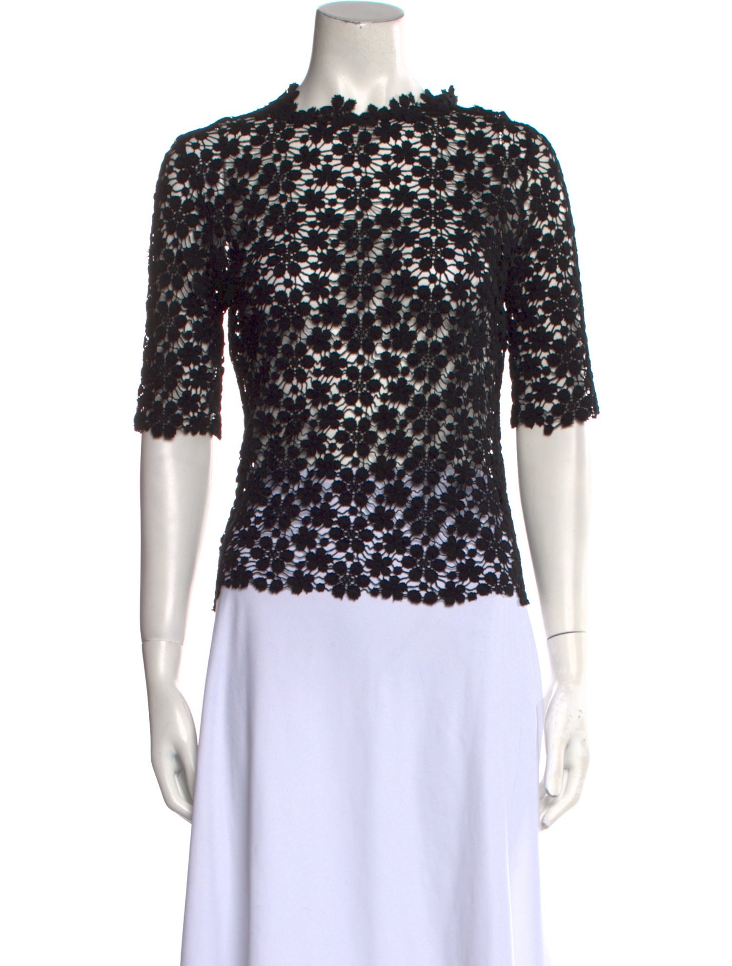 Morgane Le Fay Lace Pattern Mock Neck Blouse