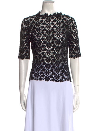 Morgane Le Fay Lace Pattern Mock Neck Blouse