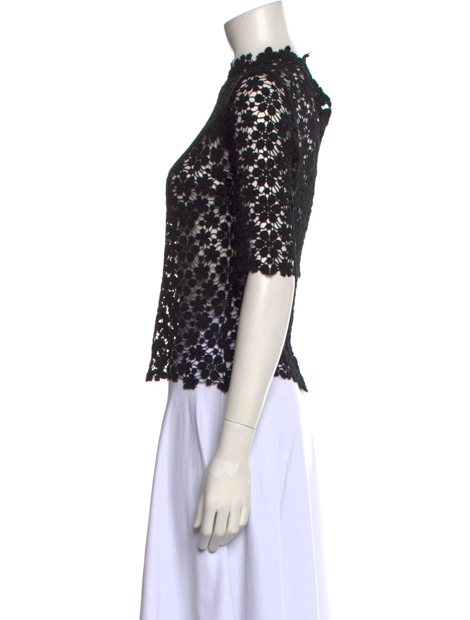 Morgane Le Fay Lace Pattern Mock Neck Blouse