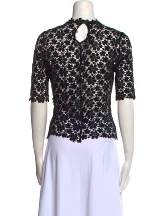 Morgane Le Fay Lace Pattern Mock Neck Blouse