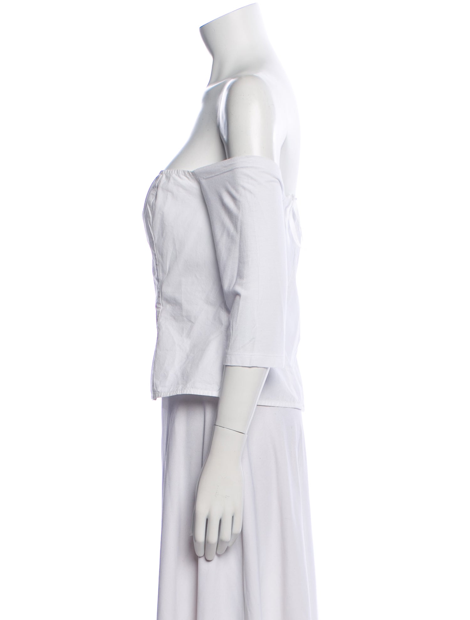 Morgane Le Fay Off-The-Shoulder Three-Quarter Sleeve Crop Top