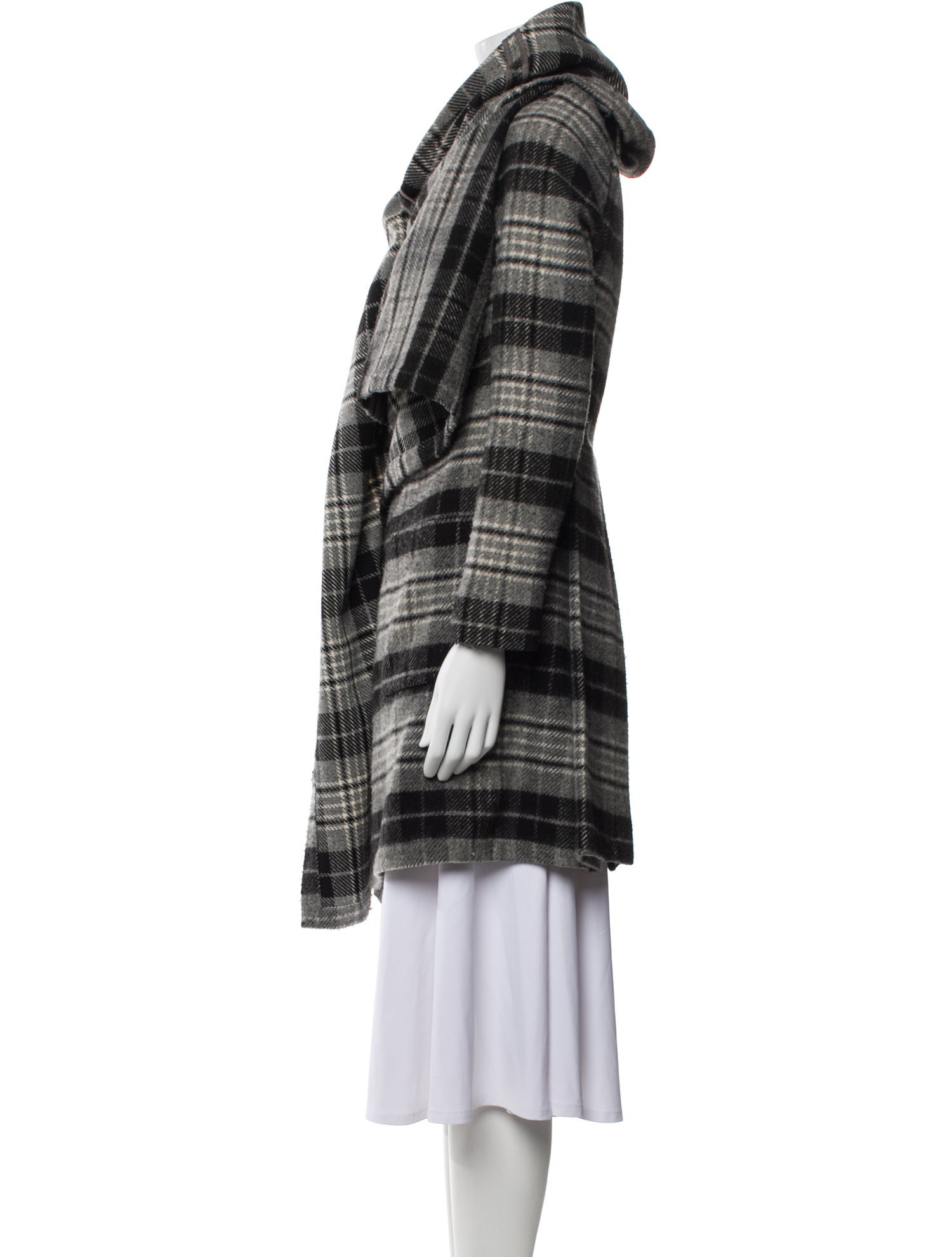 Morgane Le Fay Silk Plaid Print Coat