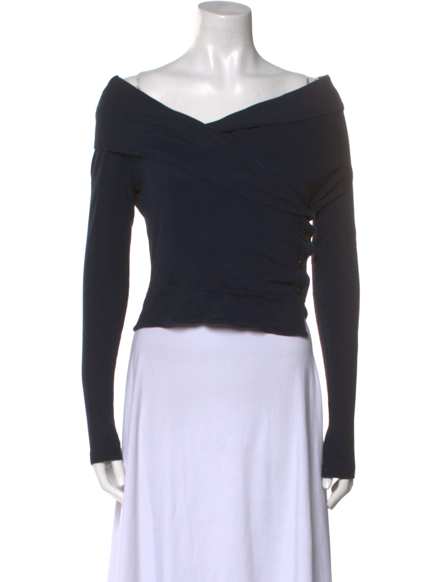 Morgane Le Fay Off-The-Shoulder Long Sleeve Crop Top