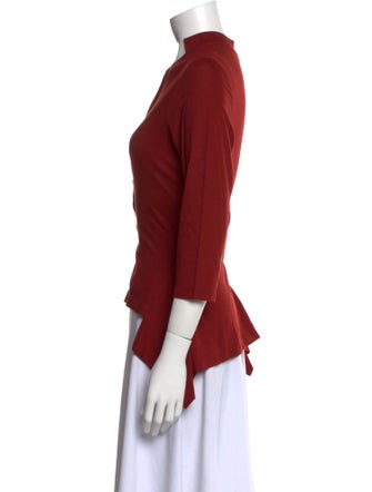 Morgane Le Fay Mock Neck Three-Quarter Sleeve Button-Up Top