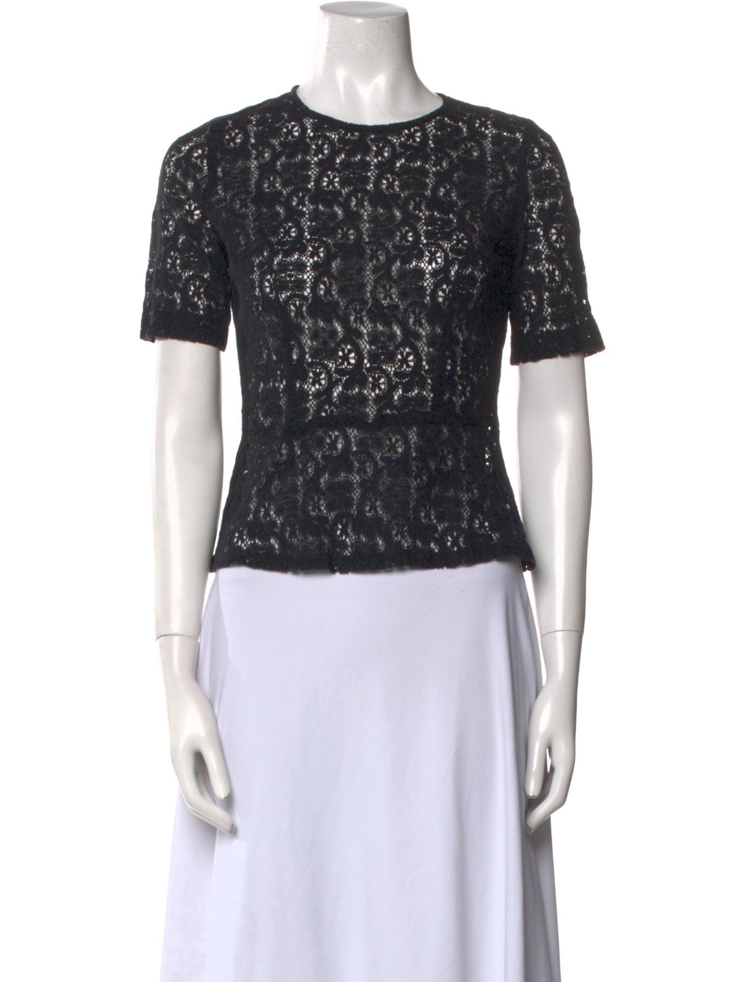 Morgane Le Fay Lace Pattern Crew Neck Top