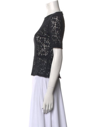 Morgane Le Fay Lace Pattern Crew Neck Top