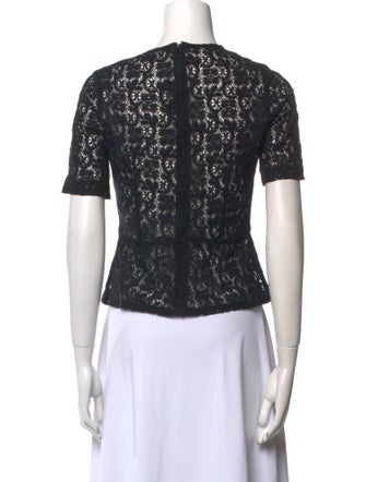 Morgane Le Fay Lace Pattern Crew Neck Top