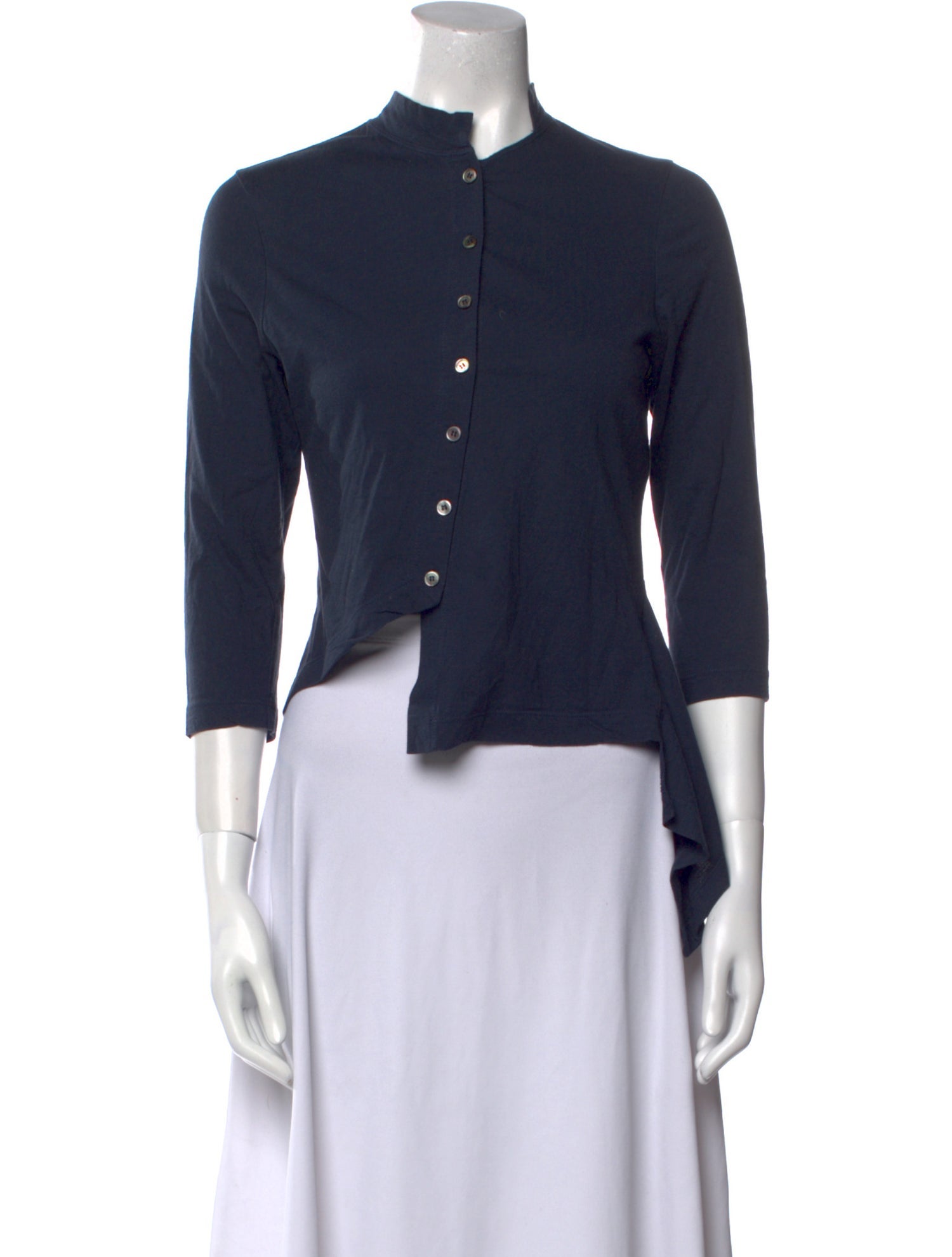 Morgane Le Fay Mock Neck Three-Quarter Sleeve Crop Top