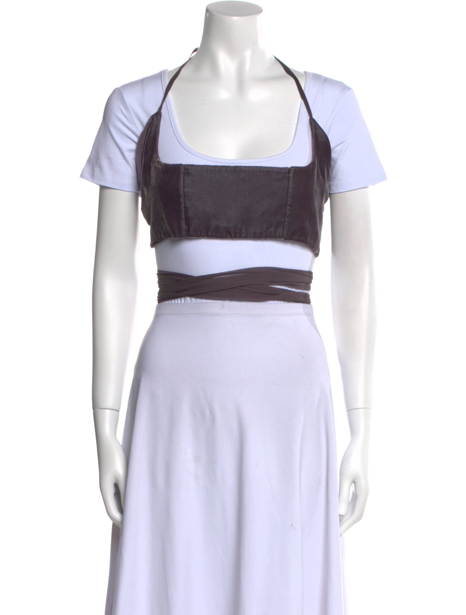 Morgane Le Fay Silk Square Neckline Crop Top