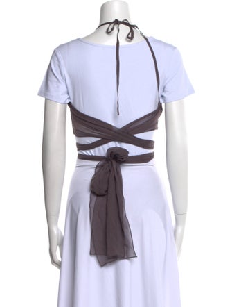 Morgane Le Fay Silk Square Neckline Crop Top