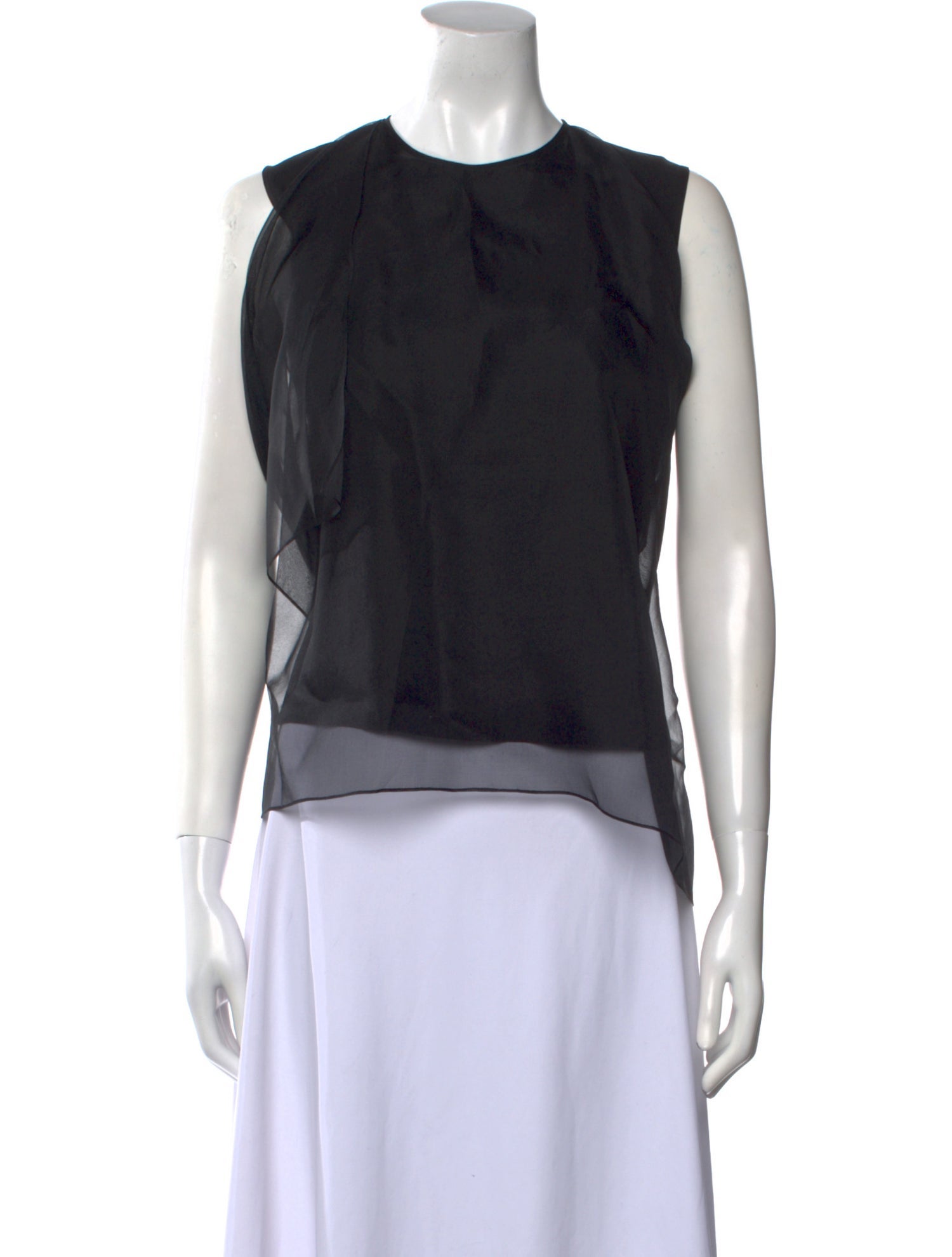 Morgane Le Fay Silk Crew Neck Crop Top