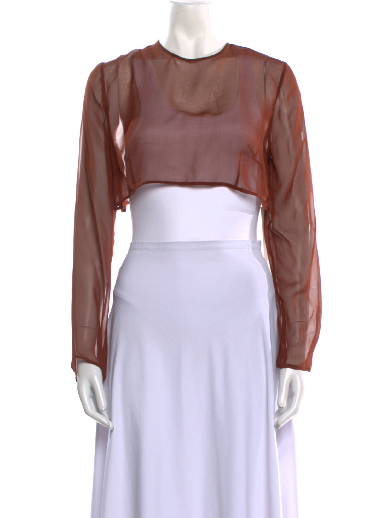 Morgane Le Fay Silk Crew Neck Crop Top