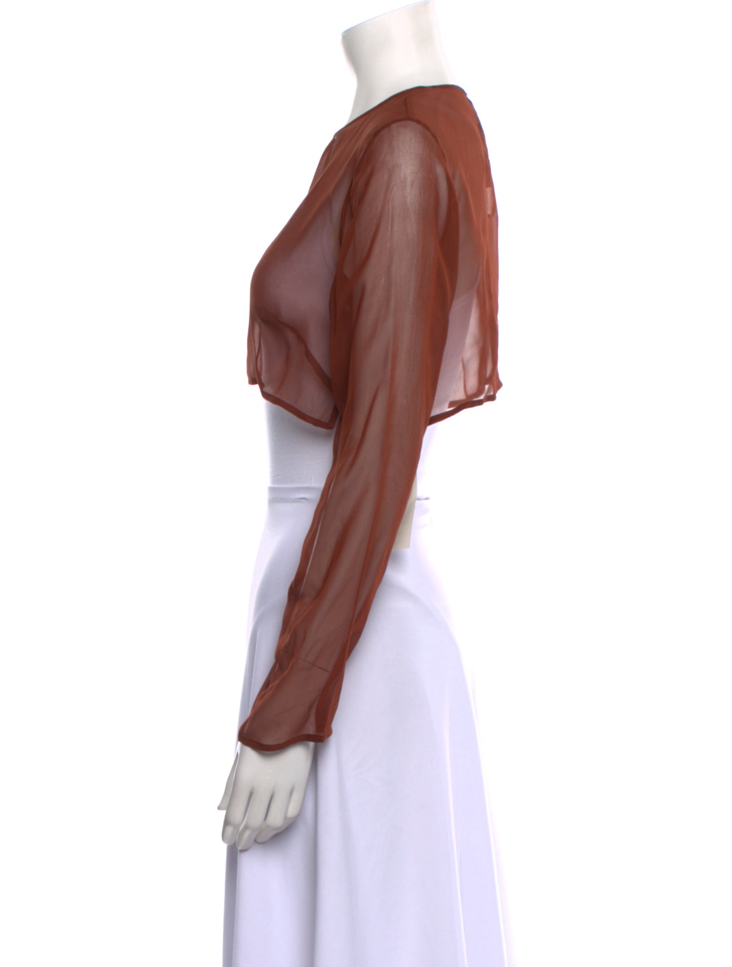 Morgane Le Fay Silk Crew Neck Crop Top