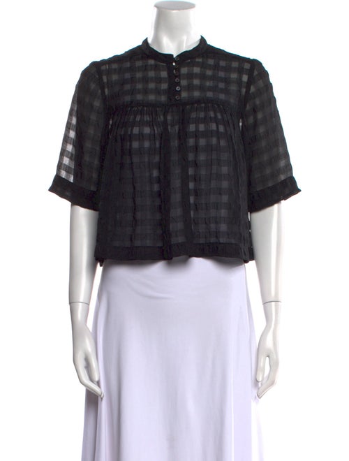 Morgane Le Fay Plaid Print Mock Neck Crop Top