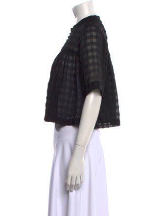 Morgane Le Fay Plaid Print Mock Neck Crop Top